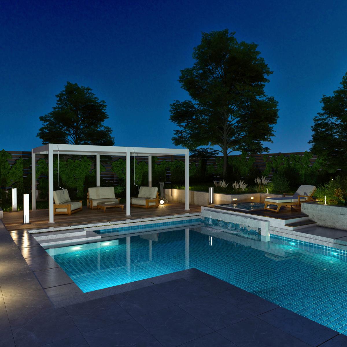 Pergola Superior, Bela, 3,6x5,3m - bela/visoki sijaj, Basics, kovina (360/255/530cm) - Gardenson