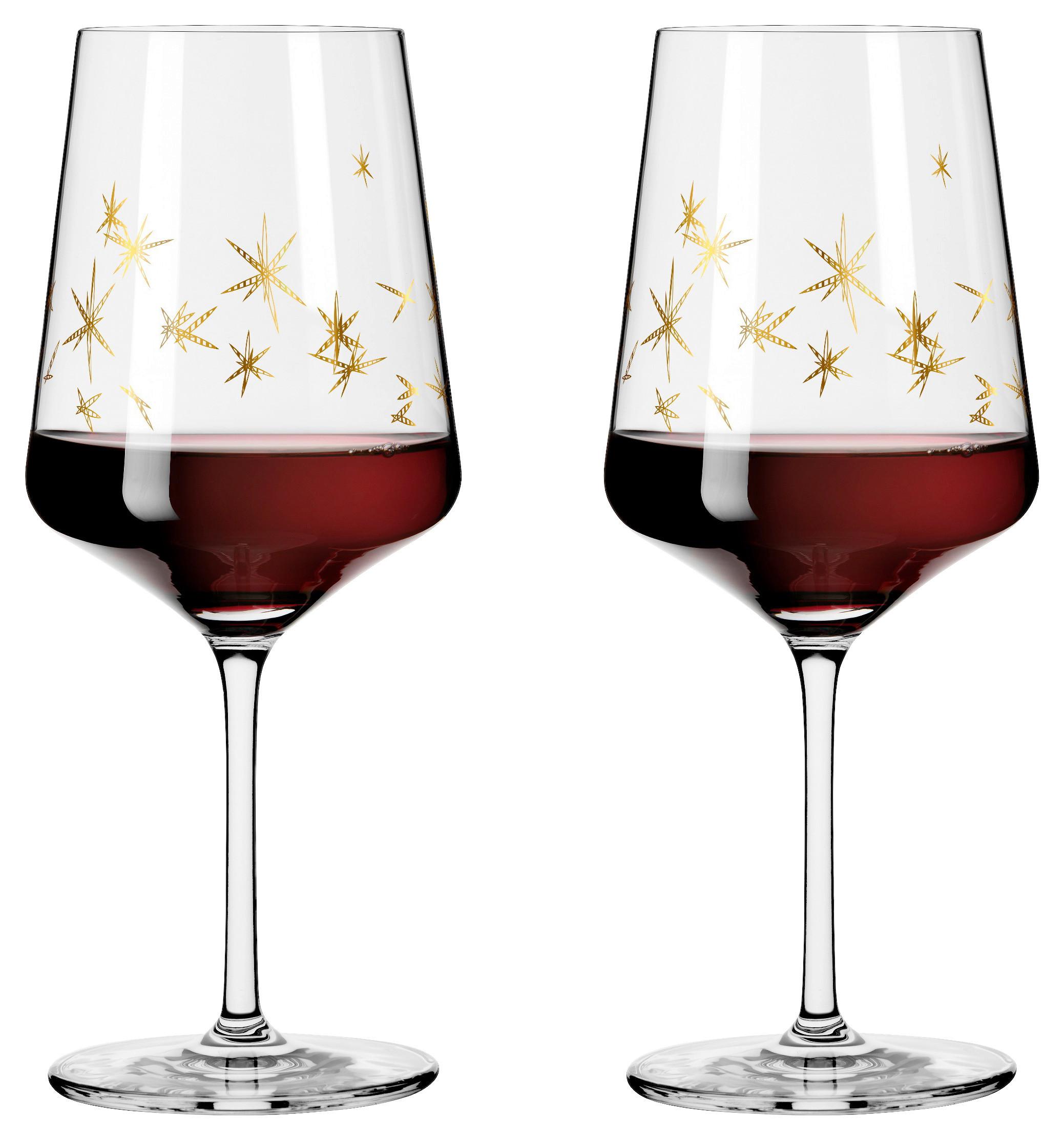 KIELISZEK DO WINA CZERWONEGO 6141011 - kolor złoty, szkło (20,3/26,6/10,1cm) - Ritzenhoff