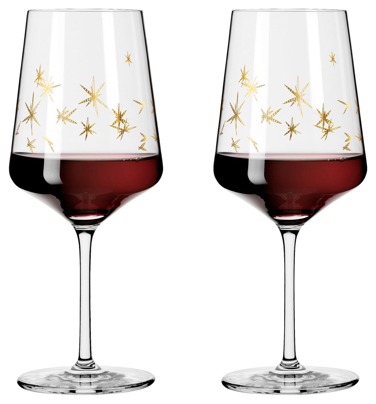 KIELISZEK DO WINA CZERWONEGO 6141011 - kolor złoty, szkło (20,3/26,6/10,1cm) - Ritzenhoff