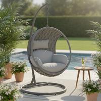 Hängesessel Mira Hellgrau Outdoorstoff/Metall/Kunststoff - Hellgrau, MODERN, Kunststoff/Textil (107cm) - Bessagi Garden