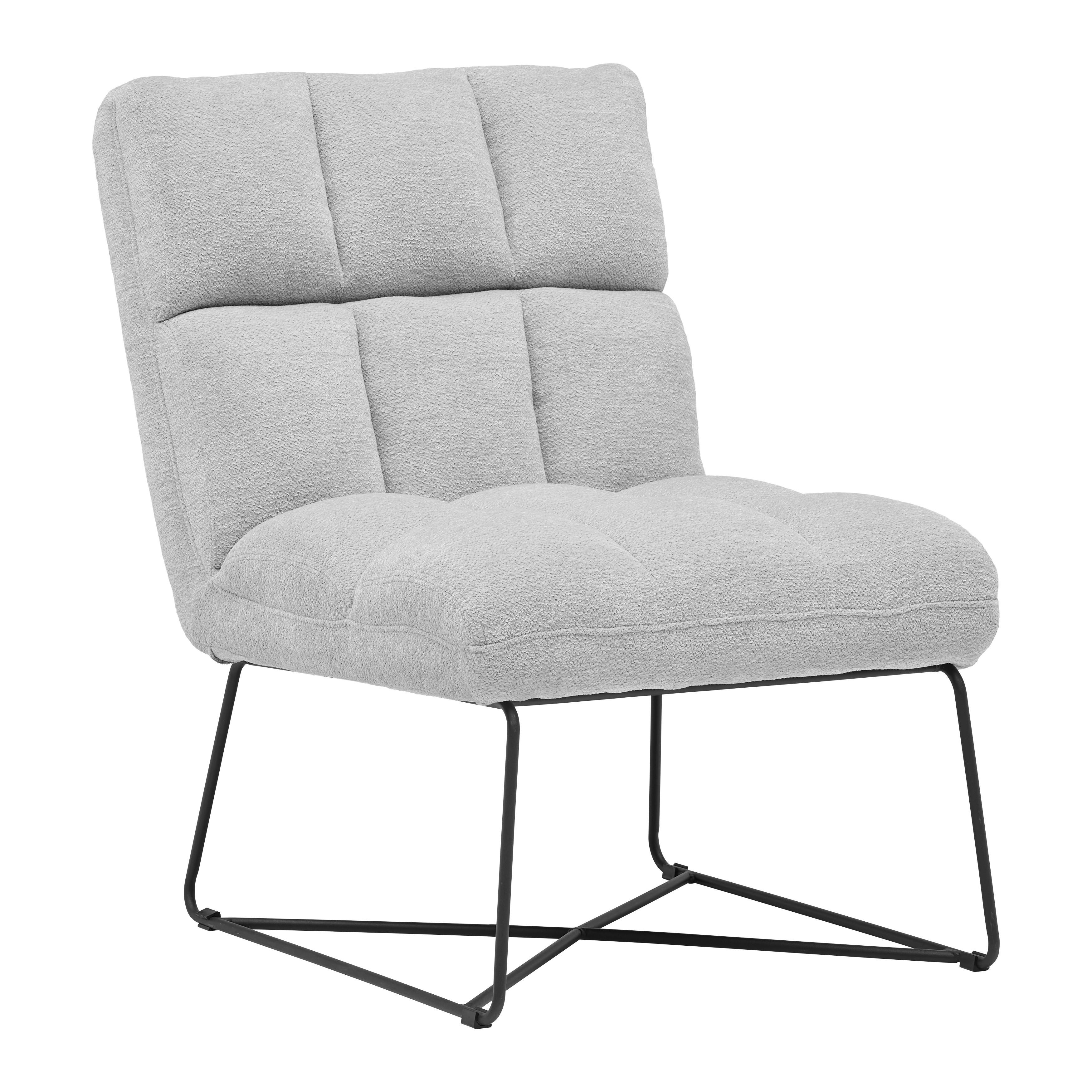 Sessel Marco Hellgrau - Hellgrau/Schwarz, MODERN, Textil/Metall (62/86/87cm) - Based