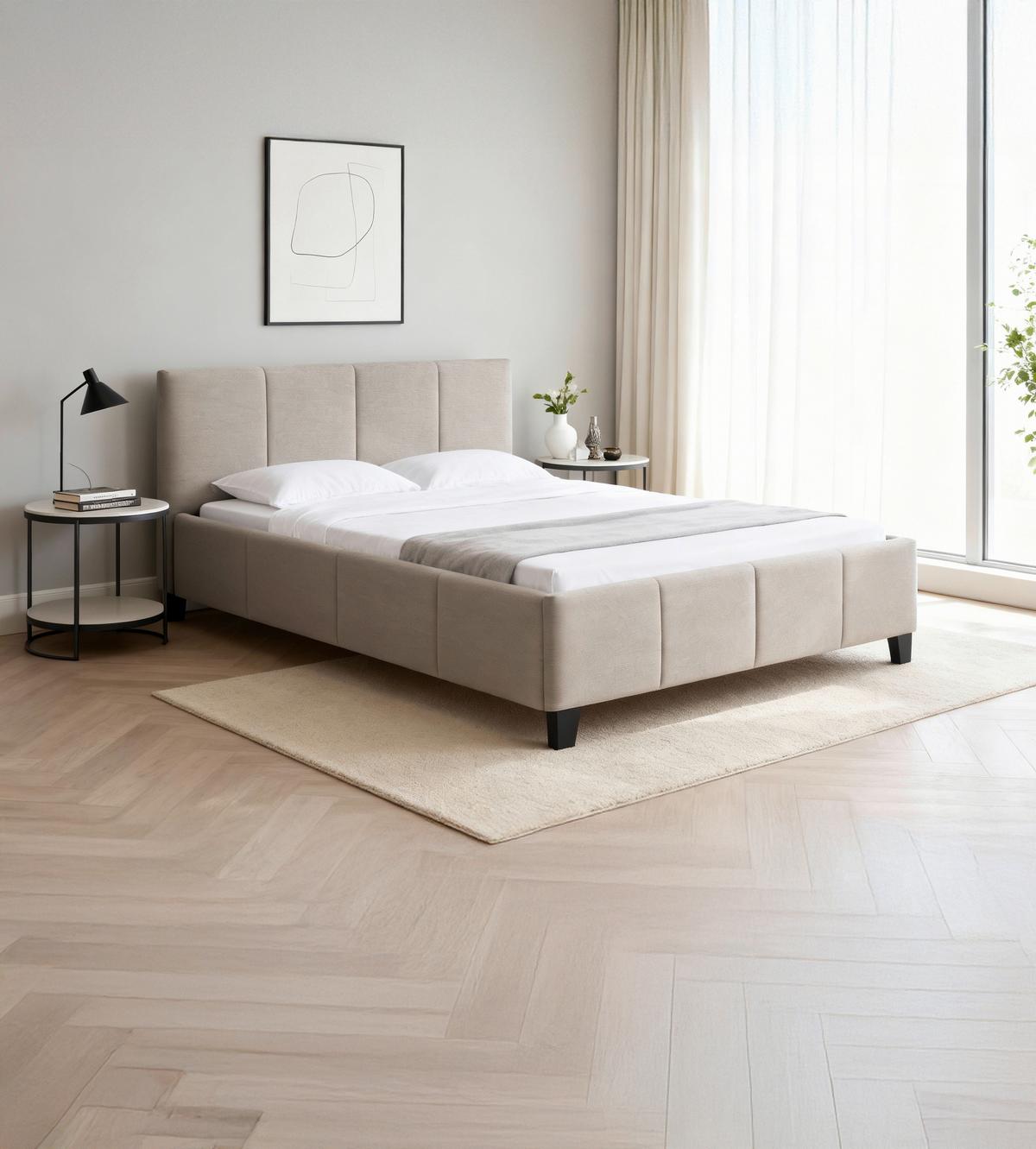 Polsterbett Crazy Beige ca. 140x200cm - Beige/Schwarz, MODERN, Holz/Kunststoff (140/200cm) - Based