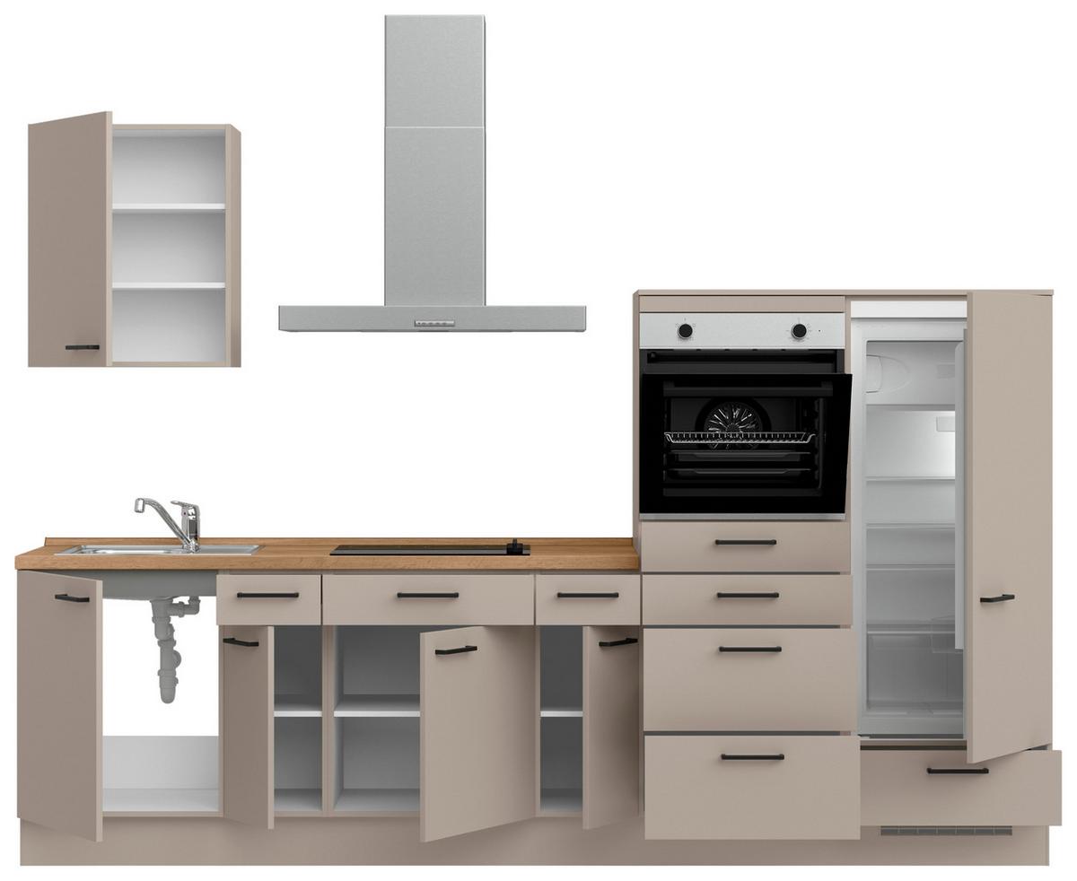 Küchenleerblock Easytouch Low o. Geräte Sandfarben - Sandfarben/Eichefarben, MODERN, Holzwerkstoff/Metall (300cm) - Nobilia