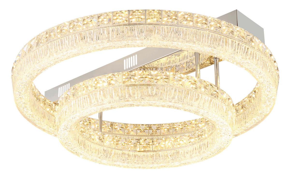 Led Stropna Svjetiljka Laurel - prozirno/boje kroma, Konvencionalno, staklo/metal (60/19,5cm) - Globo