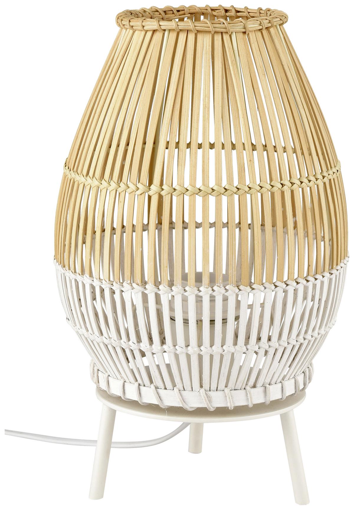 Veioză WOLDT - alb/culoare natur, Modern, lemn/metal (20/30cm) - Modern Living
