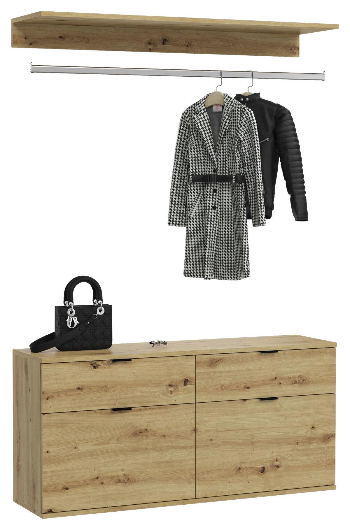 Garderobe Projekt X 32-teilig ca.121x61x34cm Eichefarben - KONVENTIONELL, Holzwerkstoff (121/61/34cm) - MID.YOU