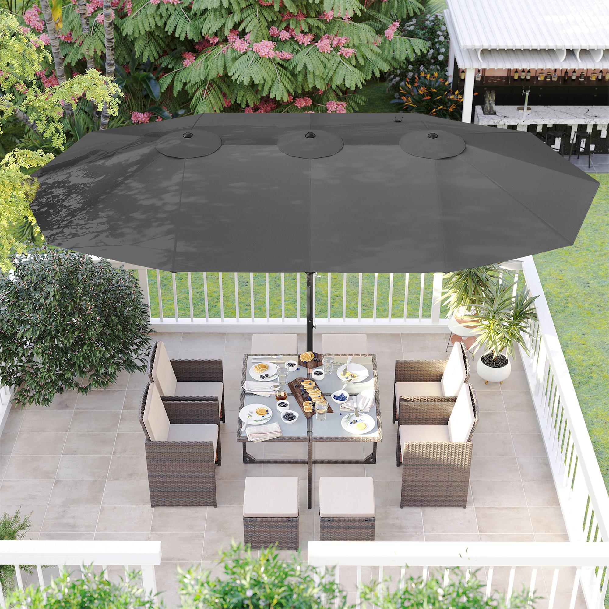 Sonnenschirm Doppelseitig Schwarz/Grau ca. 460x270cm - Schwarz/Grau, Basics, Textil/Metall (460/270cm) - Modante