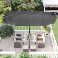 Sonnenschirm Doppelseitig Schwarz/Grau ca. 460x270cm - Schwarz/Grau, Basics, Textil/Metall (460/270cm) - Modante