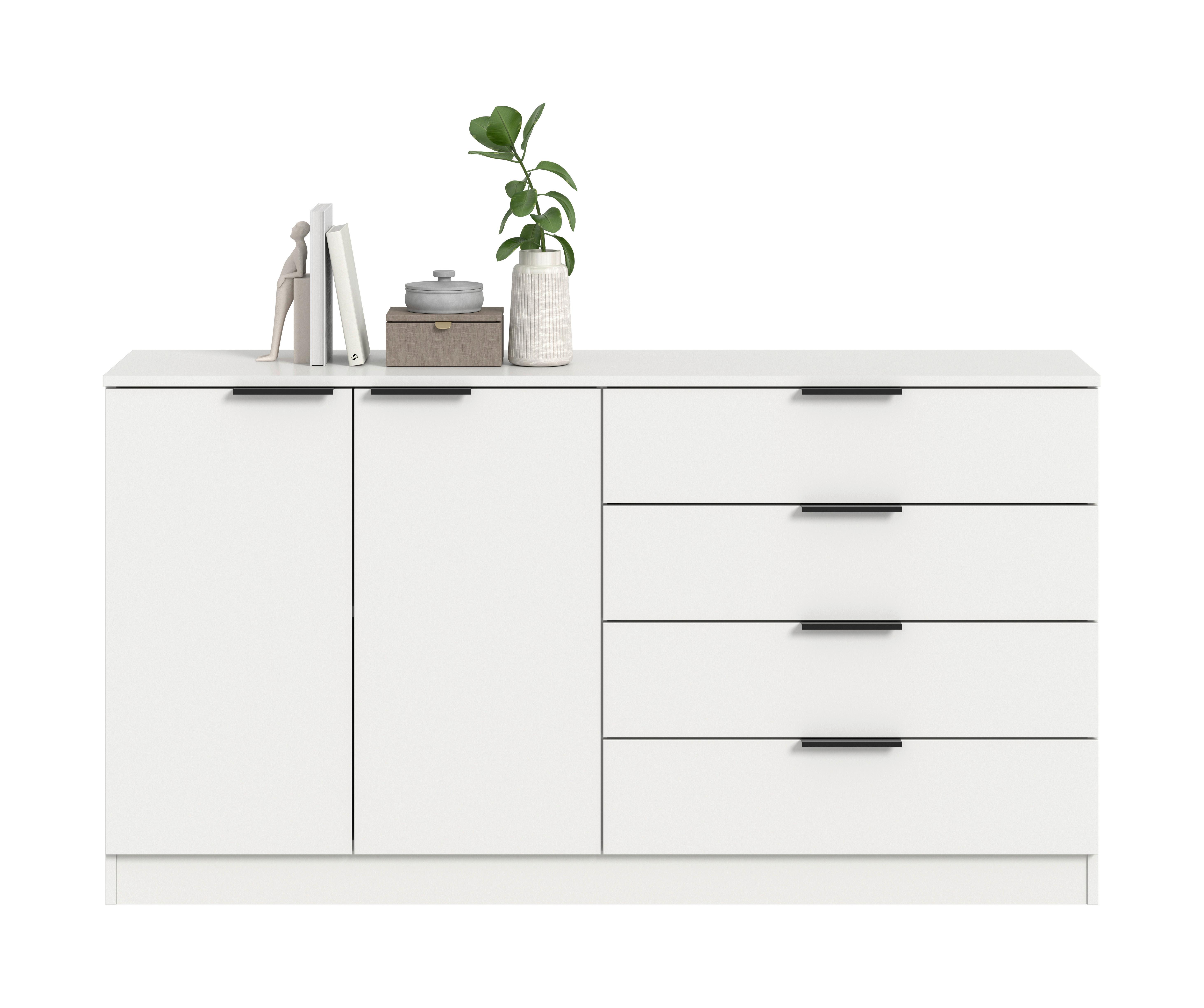 Kommode Kopenhagen Weiß - Schwarz/Weiß, Design, Holzwerkstoff/Kunststoff (148/80/35cm) - Livetastic