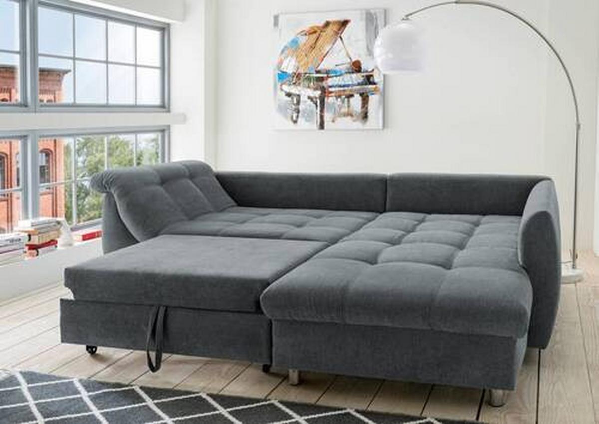 Sedežna Garnitura Agira, Antracit, Ležišče - barve kroma/modra, Design, tekstil (250/190cm) - Modern Living