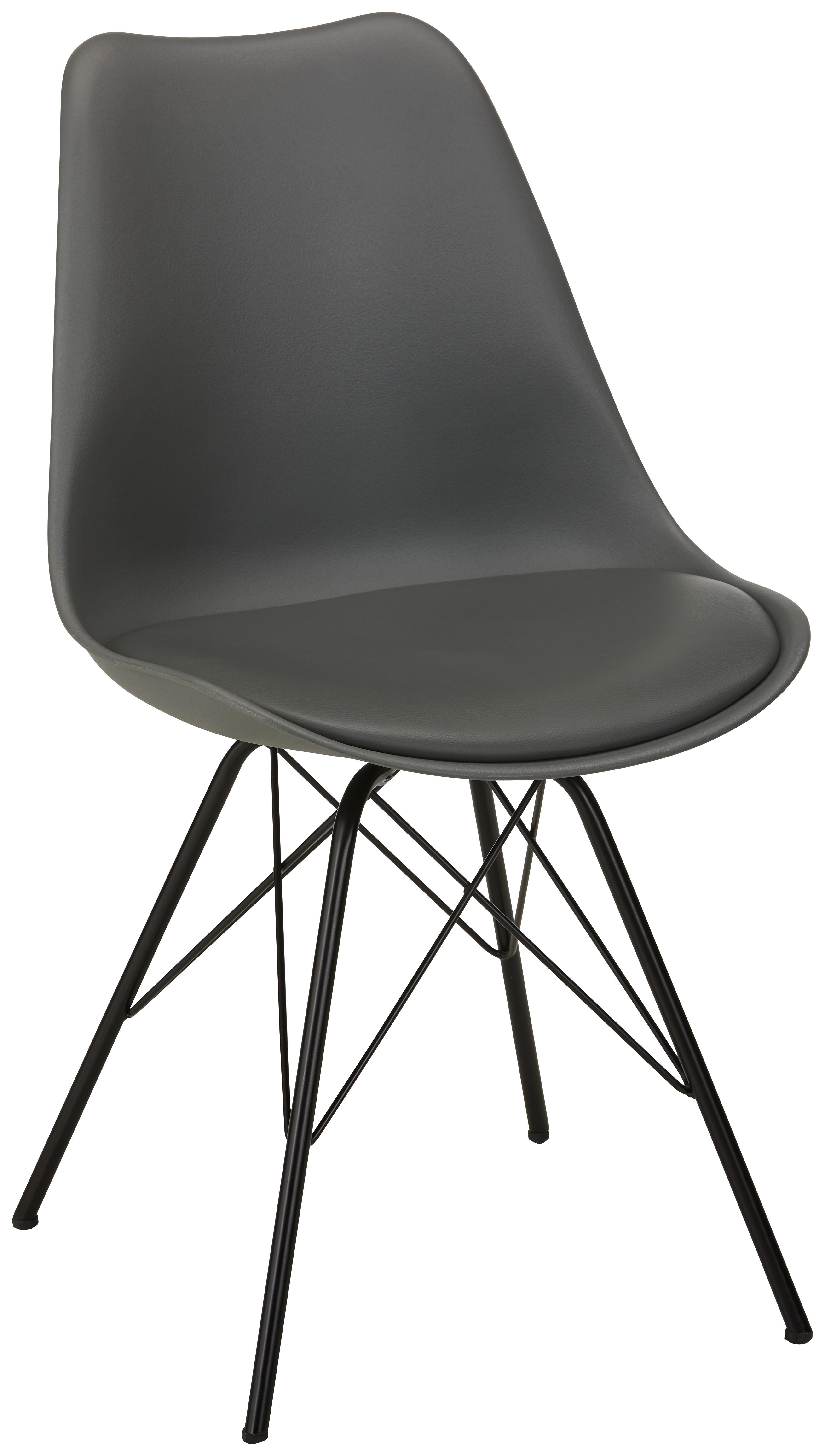 Stuhl in Grau - Schwarz/Grau, MODERN, Kunststoff/Textil (55,5/86/48cm) - Based
