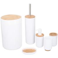 ZESTAW AKCESORIÓW ŁAZIENKOWYCH 12686 - biały, Basics, tworzywo sztuczne/drewno - Alpina 6287