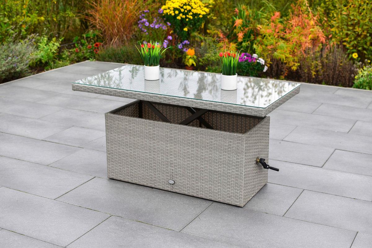 Vrtna Miza Chicago, Nastavljiva - siva, Moderno, kovina/umetna masa (120/60/46-68cm) - Gardenson