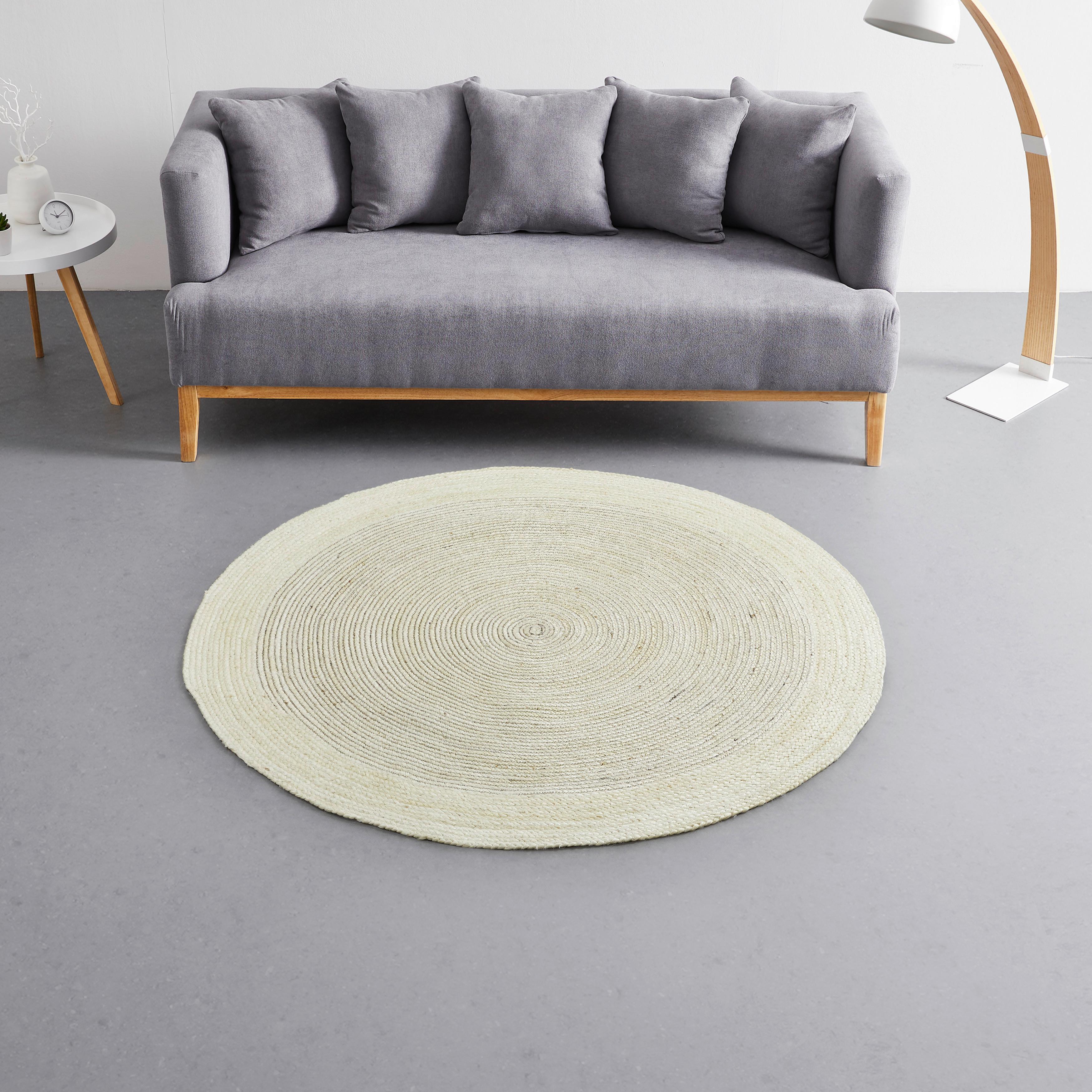 Teppich Kiara in Weiß/Grau Ø ca. 160cm - Weiß, MODERN, Textil (160cm) - Bessagi Home