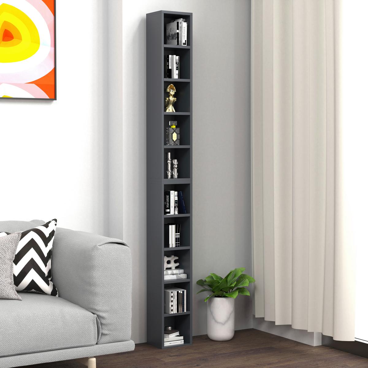 Regal Megosa S, Antracit - antracit, Design, leseni material (40/94/17cm) - MID.YOU