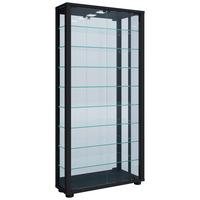 Vitrine Lumo mit LED ca. 59x115x18 cm Schwarz - Schwarz, MODERN, Glas/Holzwerkstoff (59/114,8/18cm) - MID.YOU