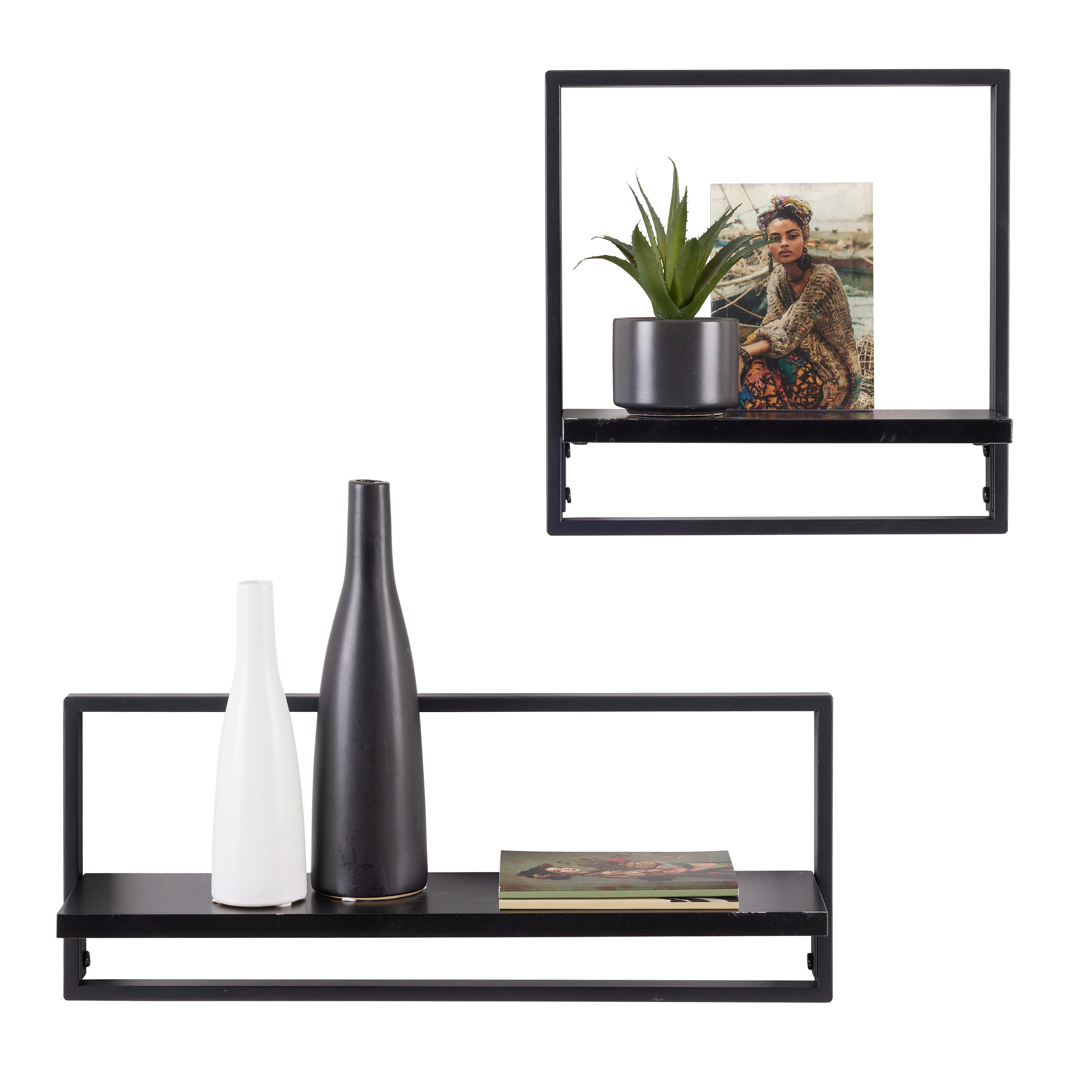 VÄGGHYLLPLAN SET ALFI -EXKLUSIV- -SB- - svart, Modern, metall/trämaterial (50/30/20/30/12/12cm) - Mömax