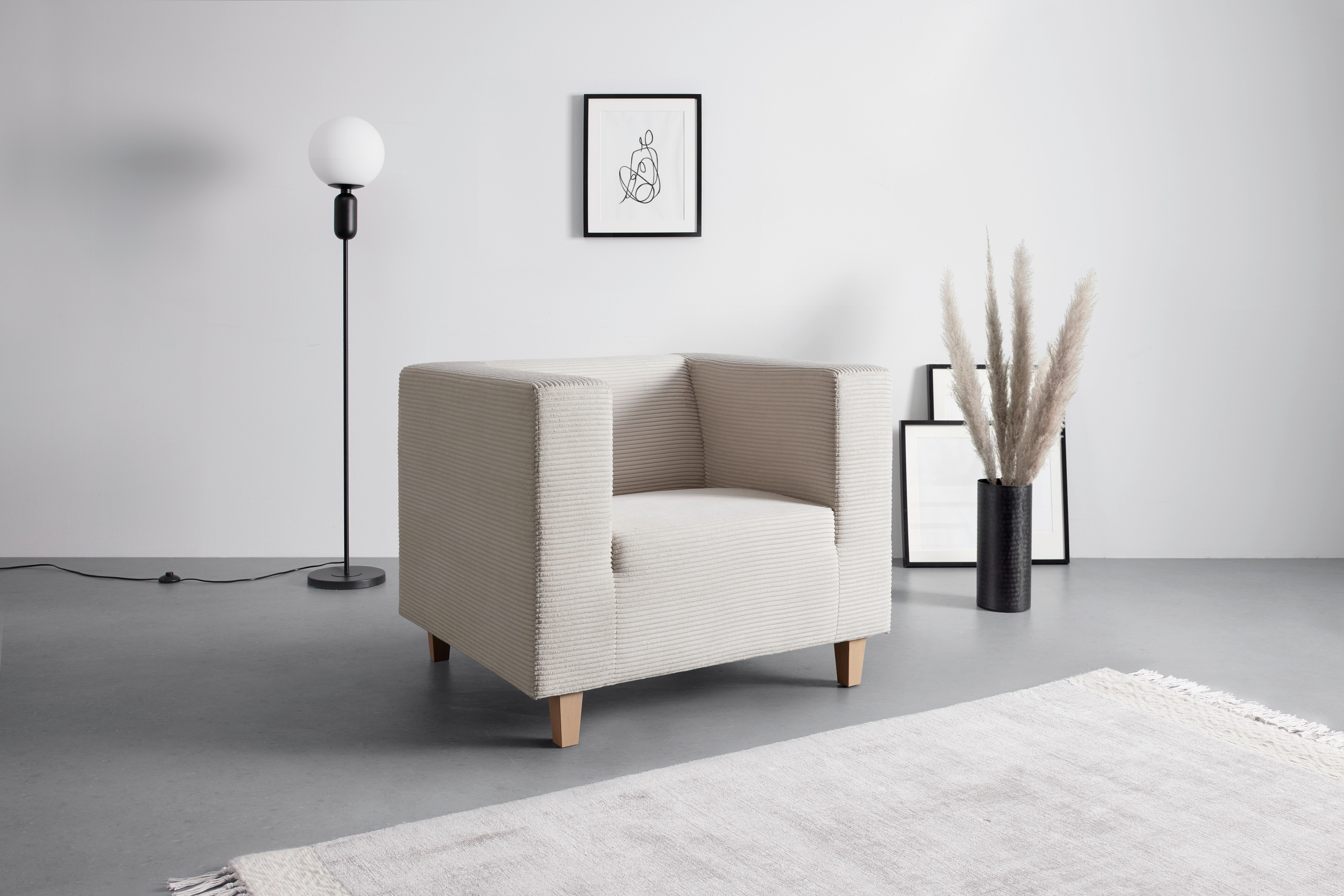 Fotel Sam - bézs, Modern, textil/fa (98/79/84cm) - Mömax