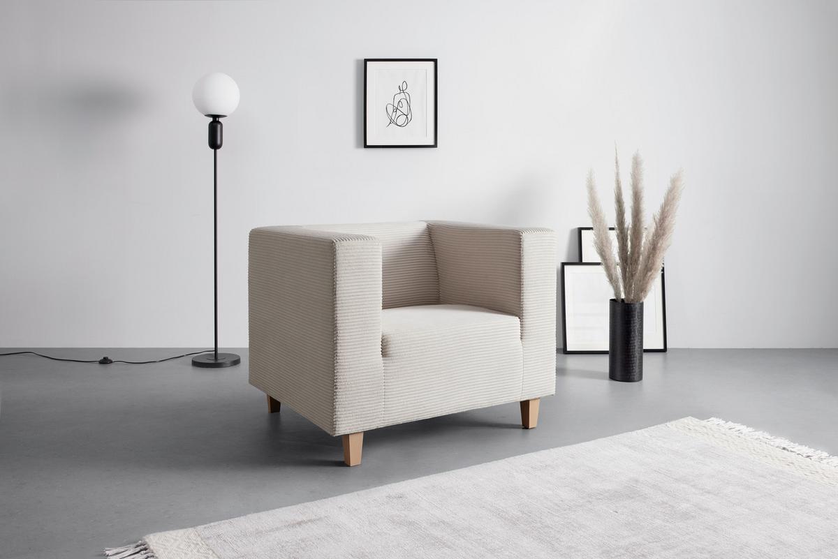 Fotelj Sam - barve hrasta/bež, Moderno, tekstil/les (98/79/84cm) - Mömax