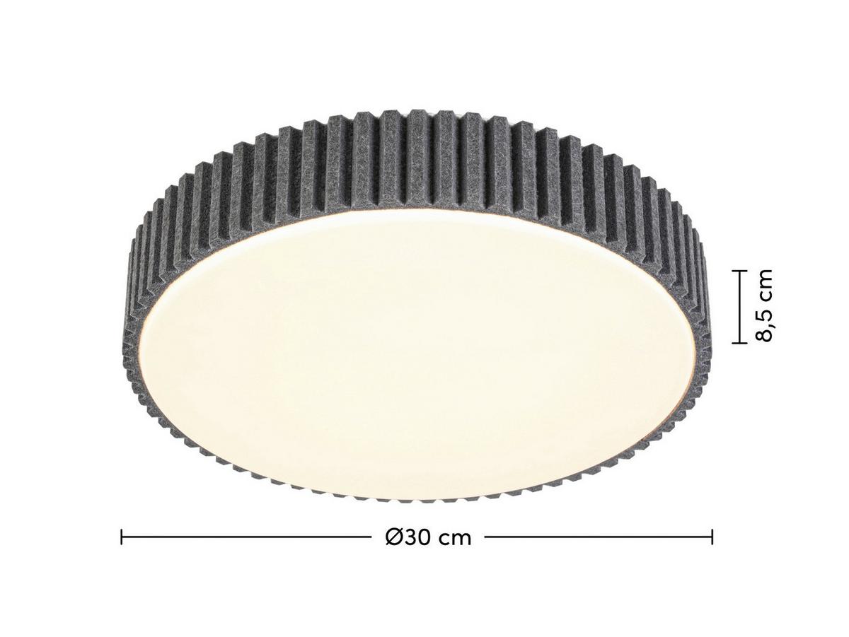 Led Plafonjera Filzi - siva/bela, Moderno, metal/tekstil (30/8,5cm) - Mömax