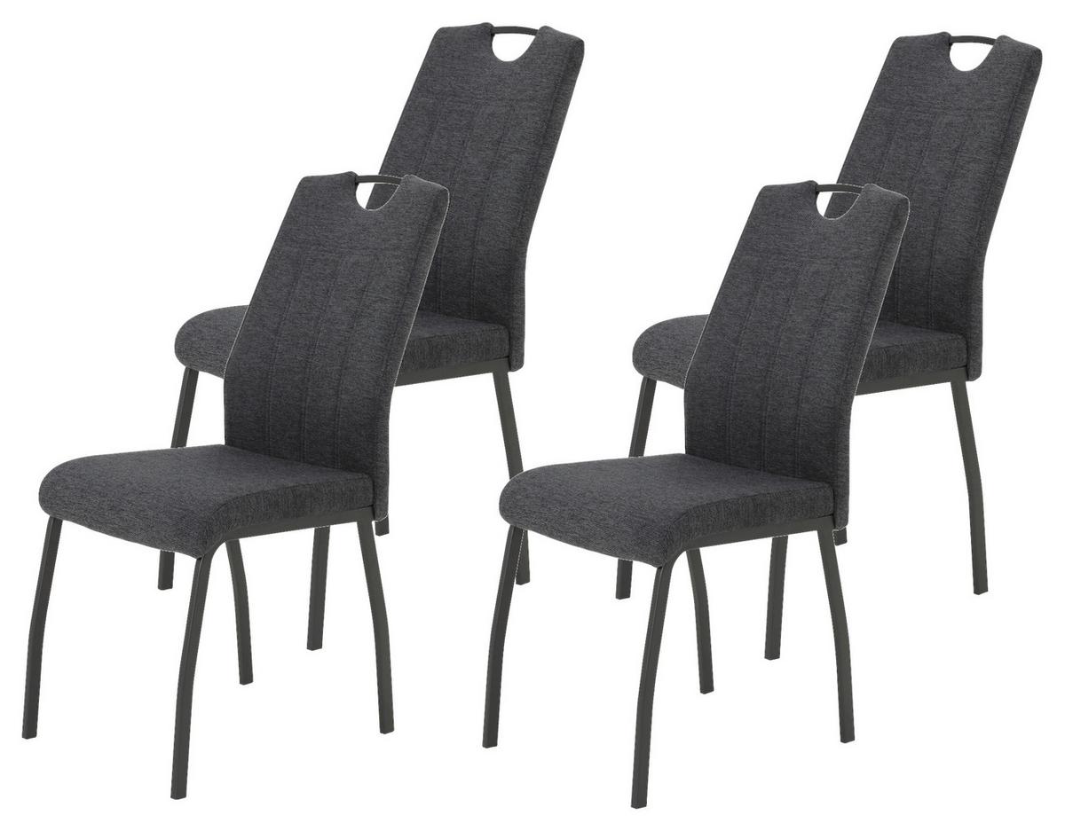 STUHL-SET Elif III S Anthrazit - Dunkelgrau/Anthrazit, MODERN, Textil/Metall (44/96/64cm) - MID.YOU