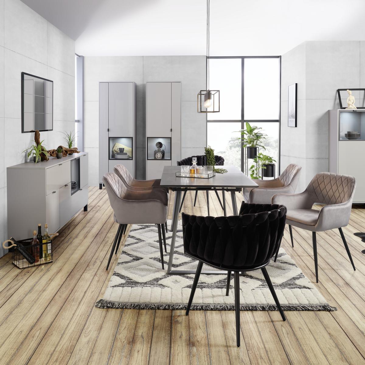 Vitrine in Grau - Schwarz/Grau, Modern, Glas/Holzwerkstoff (65/197/38cm) - Mömax