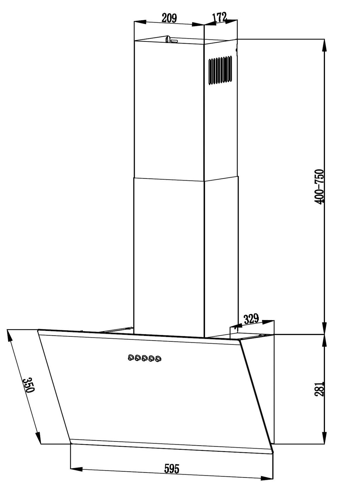 Dunstabzugshaube S23-60 ABPY Schwarz/Weiß - Schwarz/Weiß, Basics, Metall (60/104/33cm) - PKM