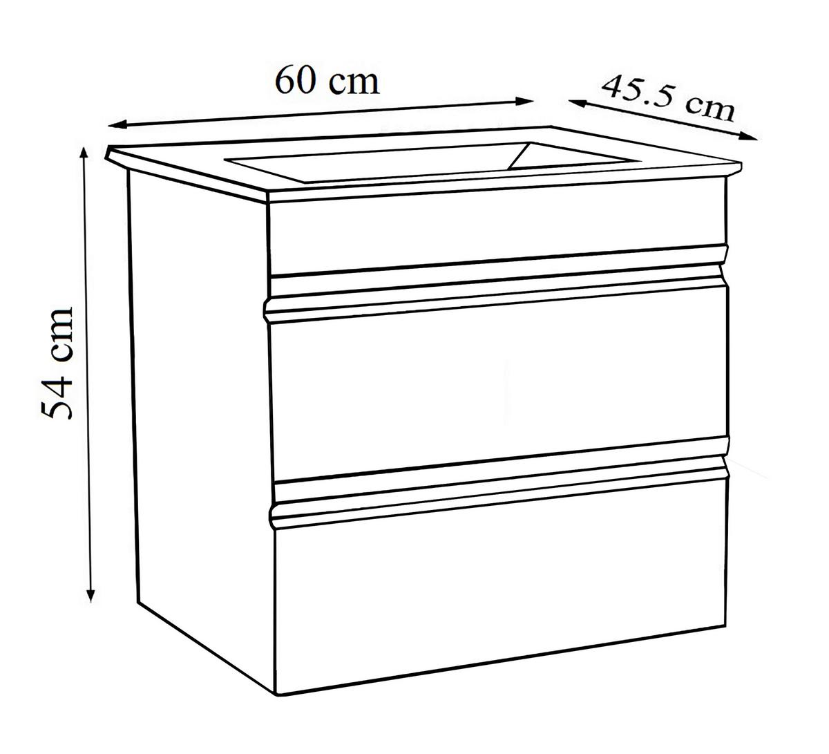 Kombiniran Umivalnik Silora L, Antracit - bela/antracit, Moderno, leseni material/keramika (60cm) - MID.YOU