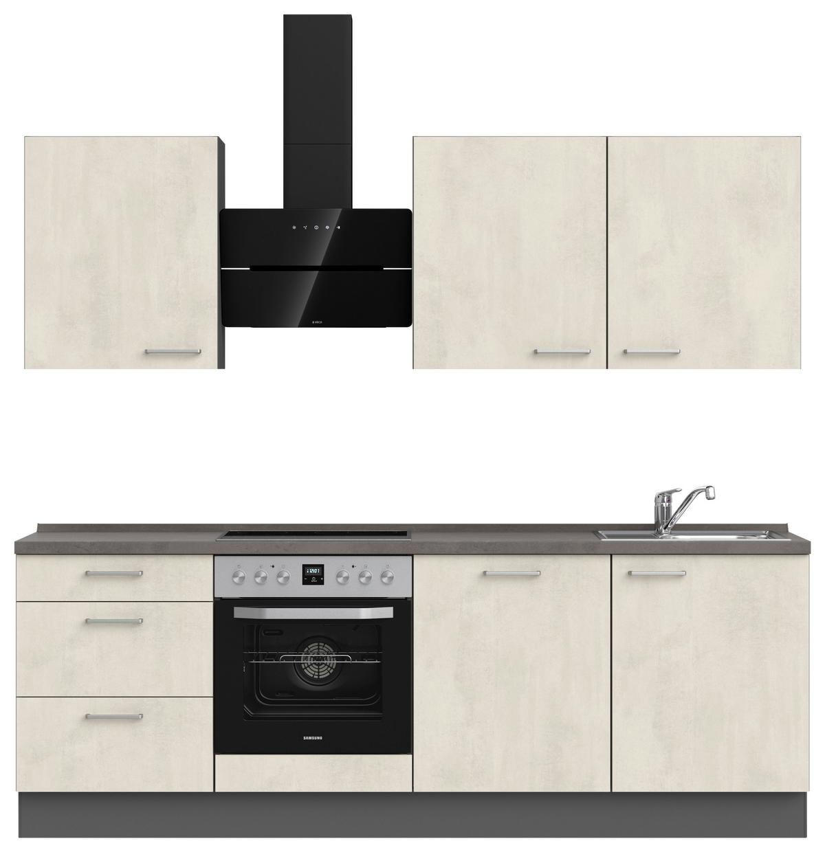 Küchenblock Riva High m. Geräten Weiß - Schieferfarben/Edelstahlfarben, MODERN, Holzwerkstoff/Metall (240cm) - Nobilia