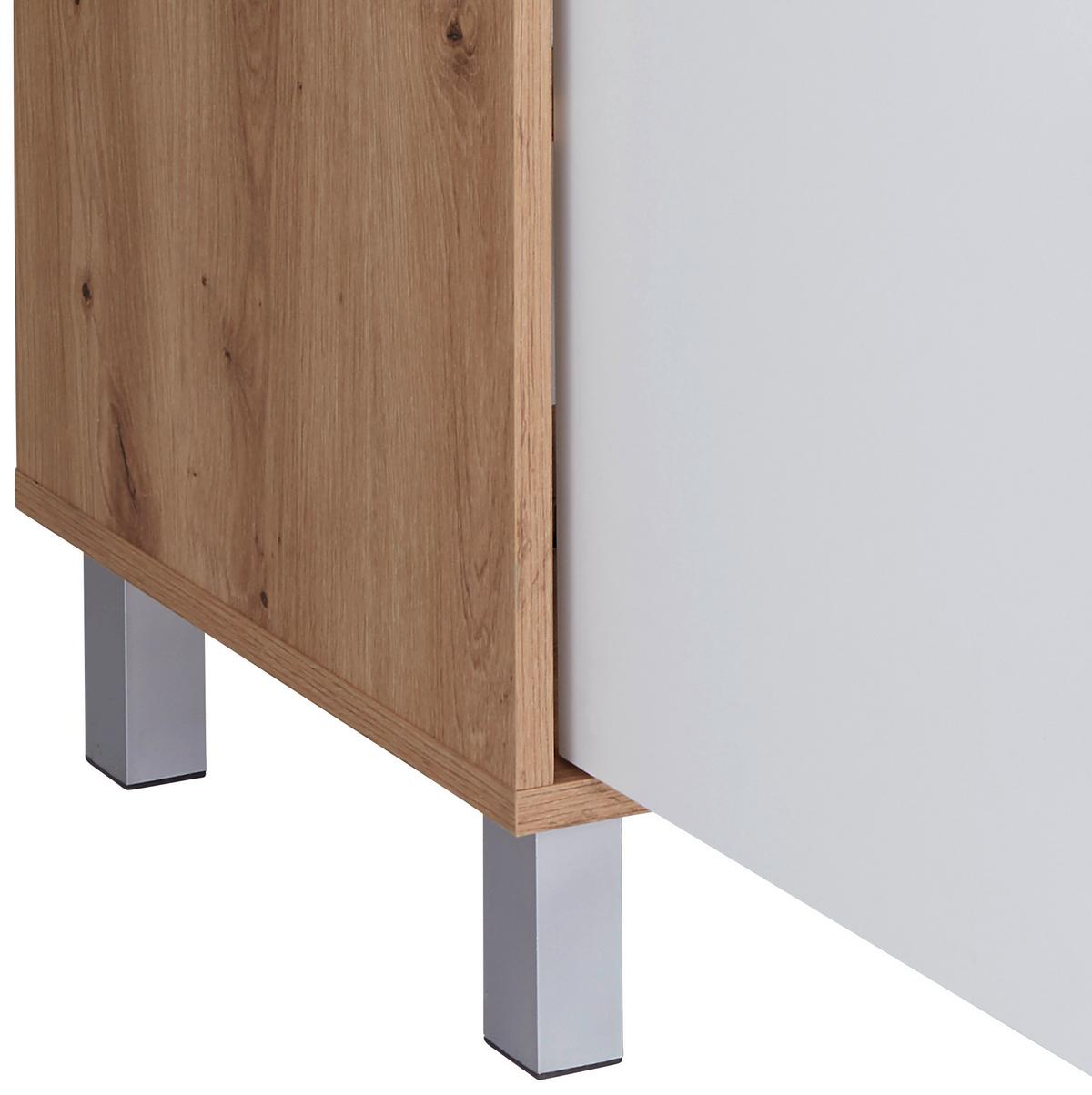 Komoda Box - bijela/boje hrasta, Moderno, drvni materijal/plastika (99/85/40cm) - Modern Living