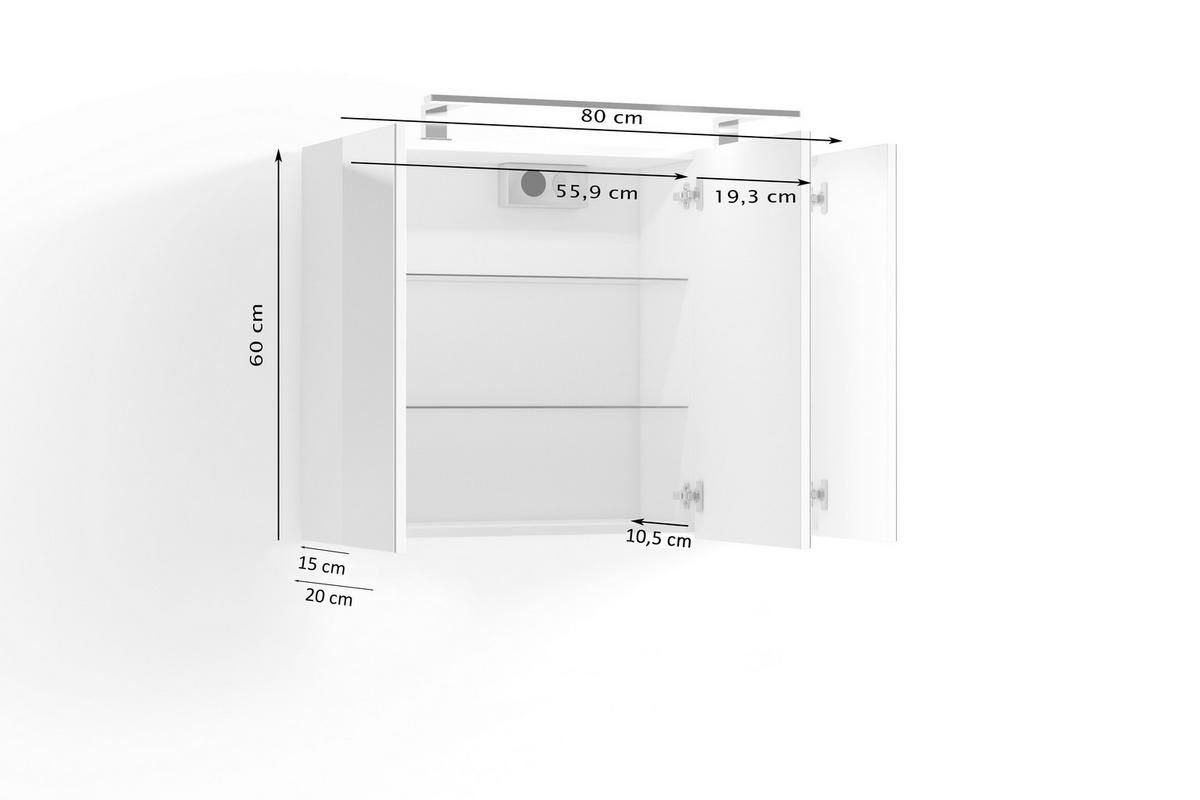 Spiegelschrank Spree Anthrazit - MODERN, Glas/Holzwerkstoff (80/60/15cm) - MID.YOU