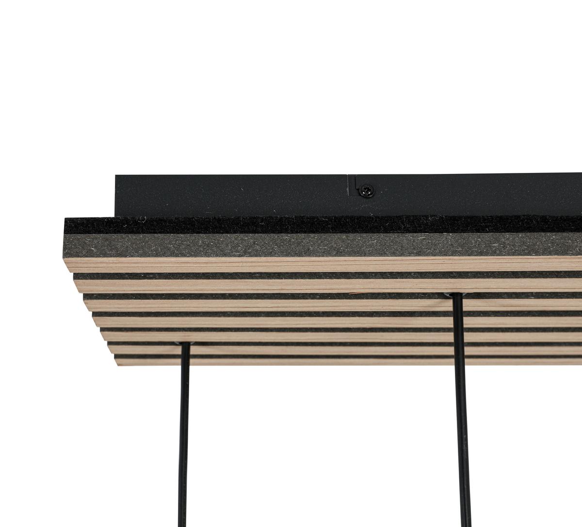 Hängeleuchte Panela Schwarz/Eichefarben max.25Watt - Chromfarben/Eichefarben, Modern, Glas/Holzwerkstoff (75/28,5/120cm) - Mömax