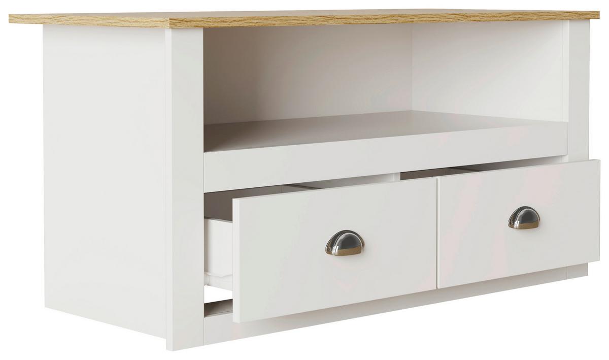 Nizka Omarica Balusa, Bela, Barva Hrasta - srebrne barve/bela, Trendi, kovina/leseni material (99/54/44cm) - MID.YOU