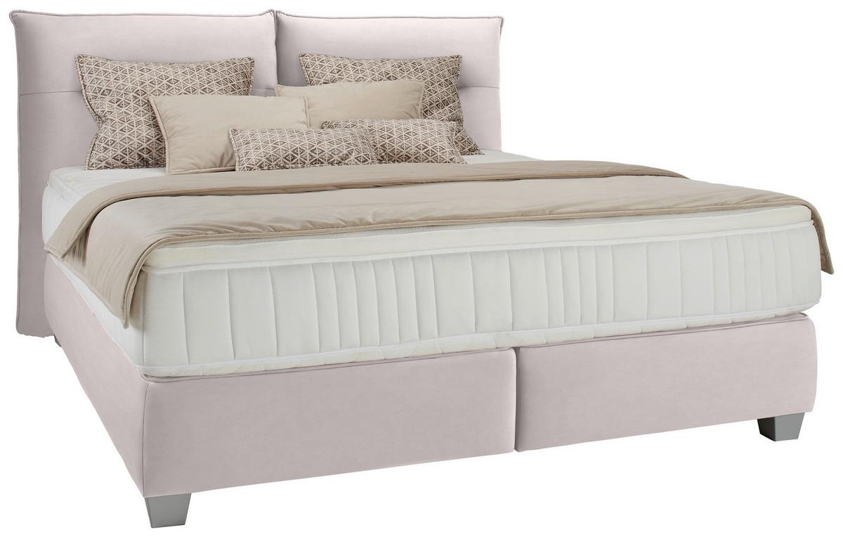 Boxspringbett Fog in Sandfarben ca. 180x200cm - Sandfarben/Silberfarben, LIFESTYLE, Kunststoff/Textil (180/200cm) - Premium Living