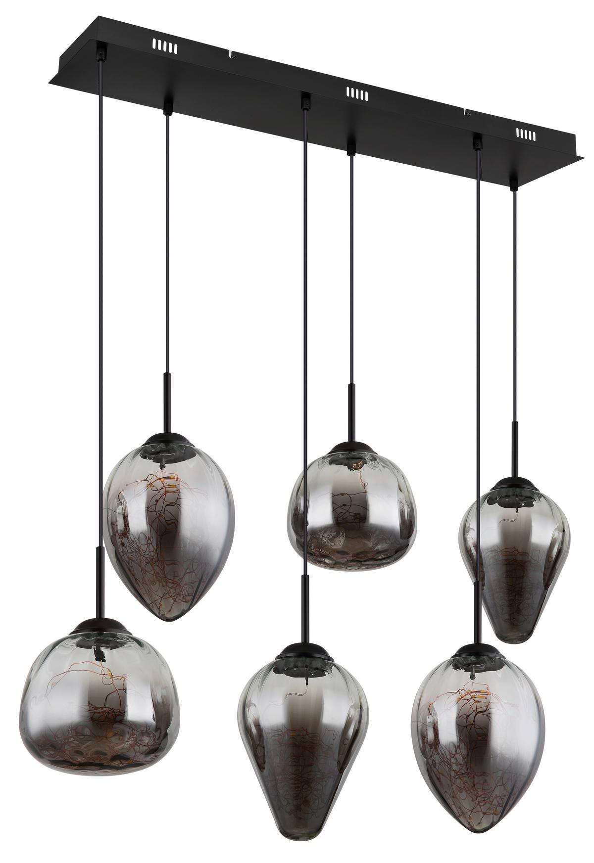 Viseča Led-svetilka 15642-6 - črna/prozorno, Design, kovina/steklo (97/32/120cm) - Globo