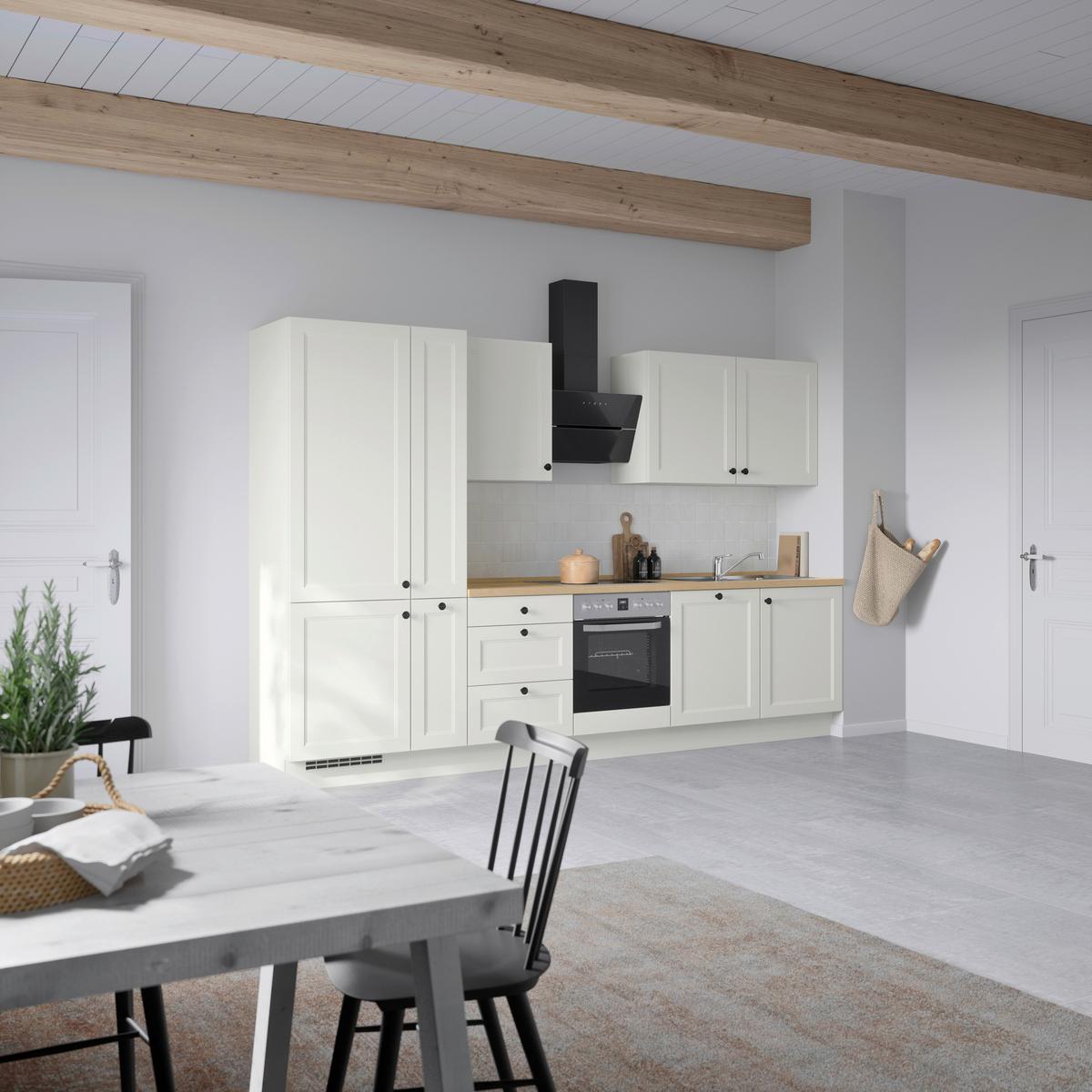 Küchenblock Cascada High m. Geräten Weiß - Eichefarben/Schwarz, MODERN, Holzwerkstoff/Metall (330cm) - Nobilia