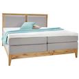 Boxspringbett Eiche Massiv 140x200cm - Eichefarben/Beige, KONVENTIONELL, Holz/Textil (204/140/120cm) - PREMIUM LIVING