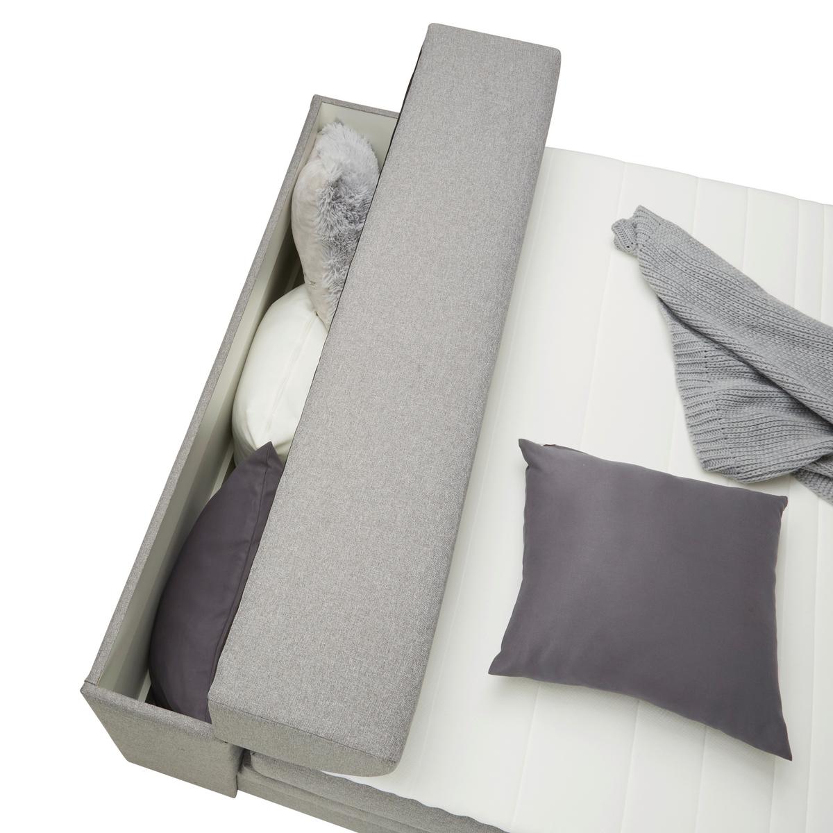 Boxspringbett in Grau ca. 100x200cm - Schwarz/Grau, Konventionell, Kunststoff/Textil (100/200cm) - Based