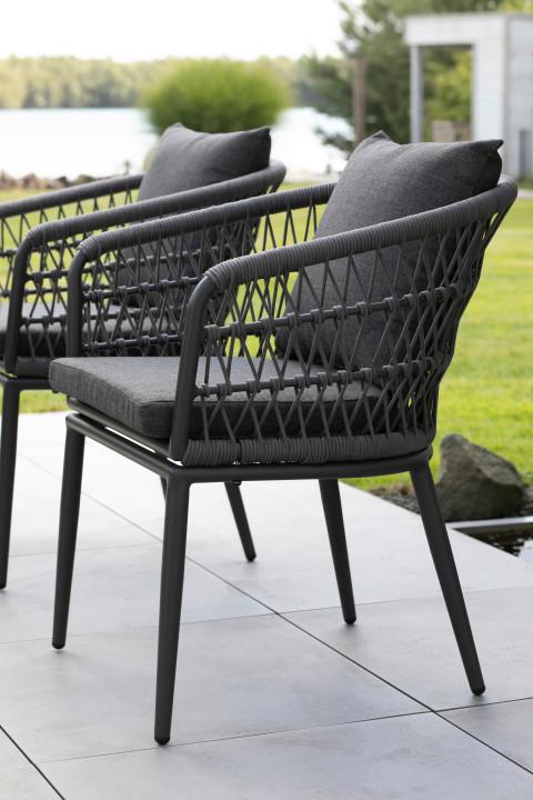 Gartensessel-Set Genua 2er-Set Dunkelgrau - Grau, Basics, Kunststoff/Textil (58/78/63cm) - Gardenson