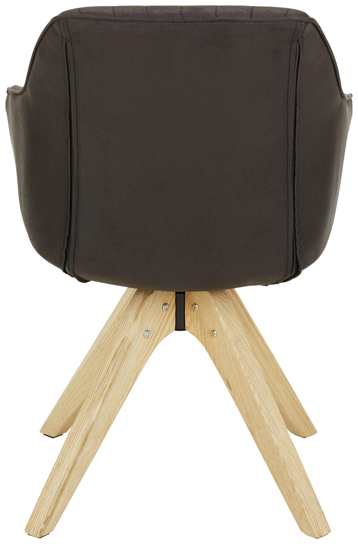 Armlehnstuhl in Dunkelgrau/Eiche - Dunkelgrau/Eichefarben, Holz/Textil (60/83/65cm) - Premium Living