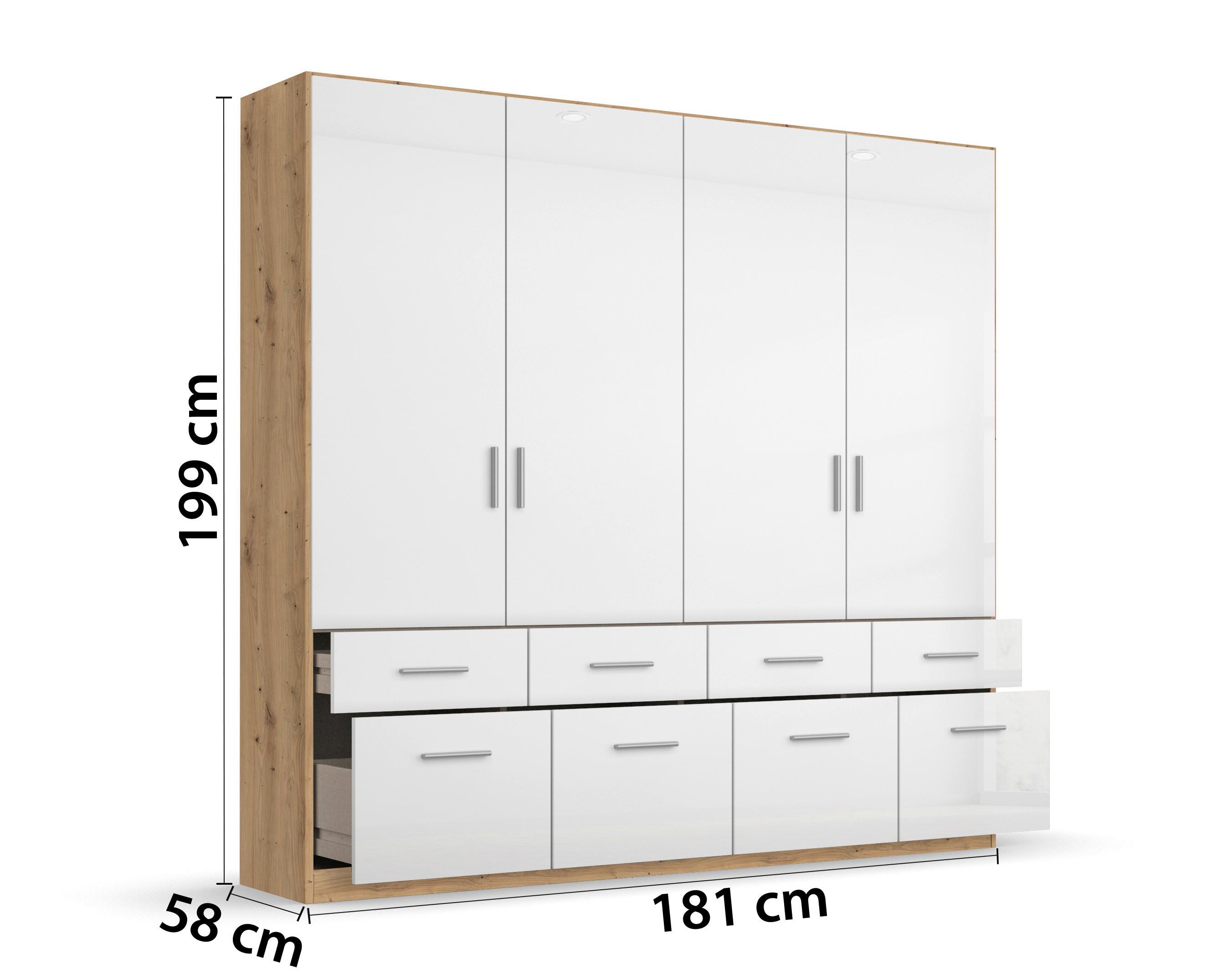 Ruhásszekrény Fehér-tölgy Szín Celle - alumíniumszínű/Artisan tölgy, Modern, műanyag/faalapú anyag (181/197/54cm)
