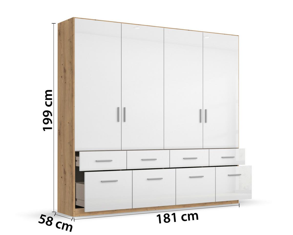 Ruhásszekrény Fehér-tölgy Szín Celle - alumíniumszínű/Artisan tölgy, Modern, műanyag/faalapú anyag (181/197/54cm)