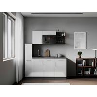 Küchenblock Oliver m. Geräten Weiß - Weiß/Grau, Trend, Holzwerkstoff/Metall (175cm) - Respekta
