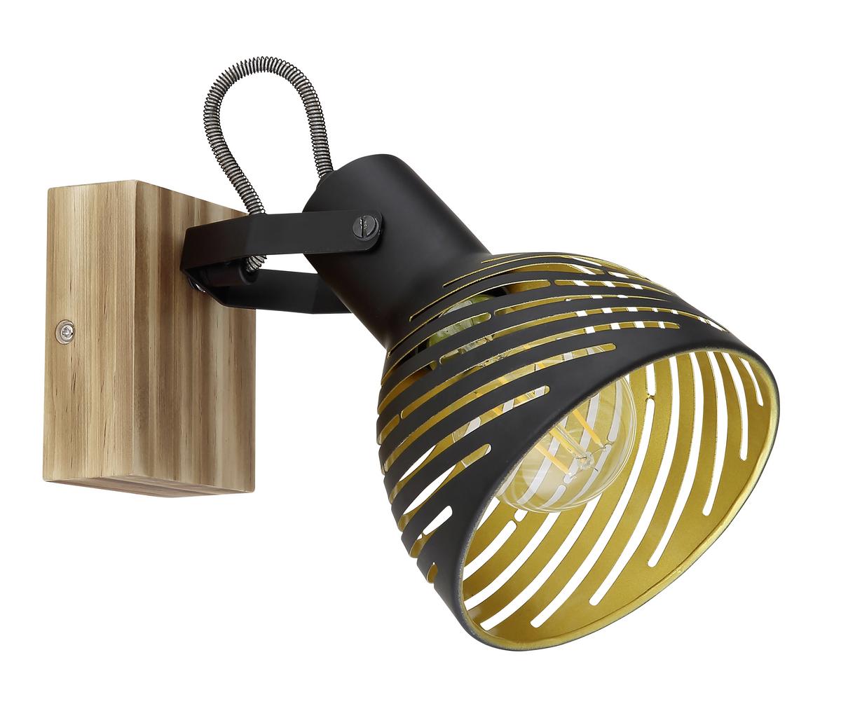 Strahler Lenna max. 40 Watt - Dunkelbraun/Goldfarben, Basics, Holz/Metall (12,5/25/16,5cm) - Globo