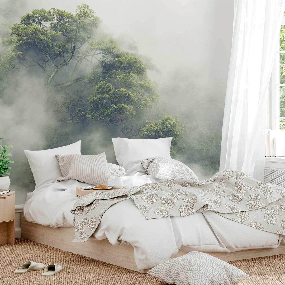 Fotótapéta Foggy Amazon - szürkésfehér/zöld, Lifestyle, textil (450cm) - artgeist
