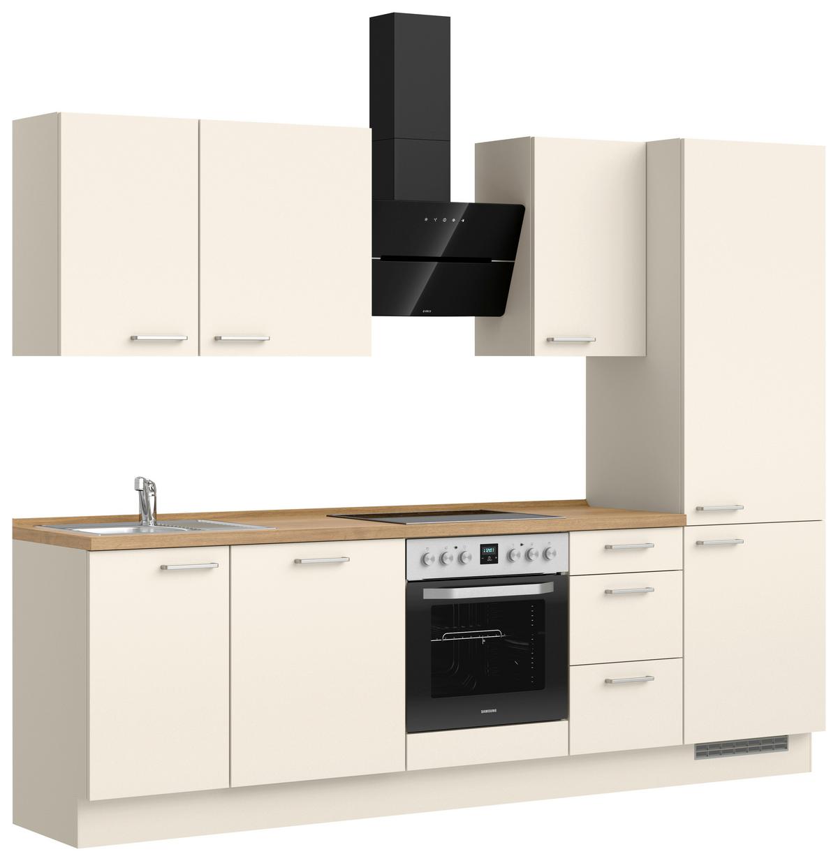 Küchenleerblock Touch High o. Geräte Magnolie - Edelstahlfarben/Eichefarben, MODERN, Holzwerkstoff/Metall (270cm) - Nobilia