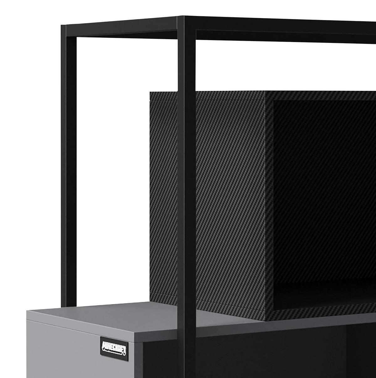 Regal Minecraft ca. 70x164x38 cm Schwarz/Grau - Schwarz/Grau, MODERN, Holzwerkstoff/Metall (70/164/38cm) - Minecraft