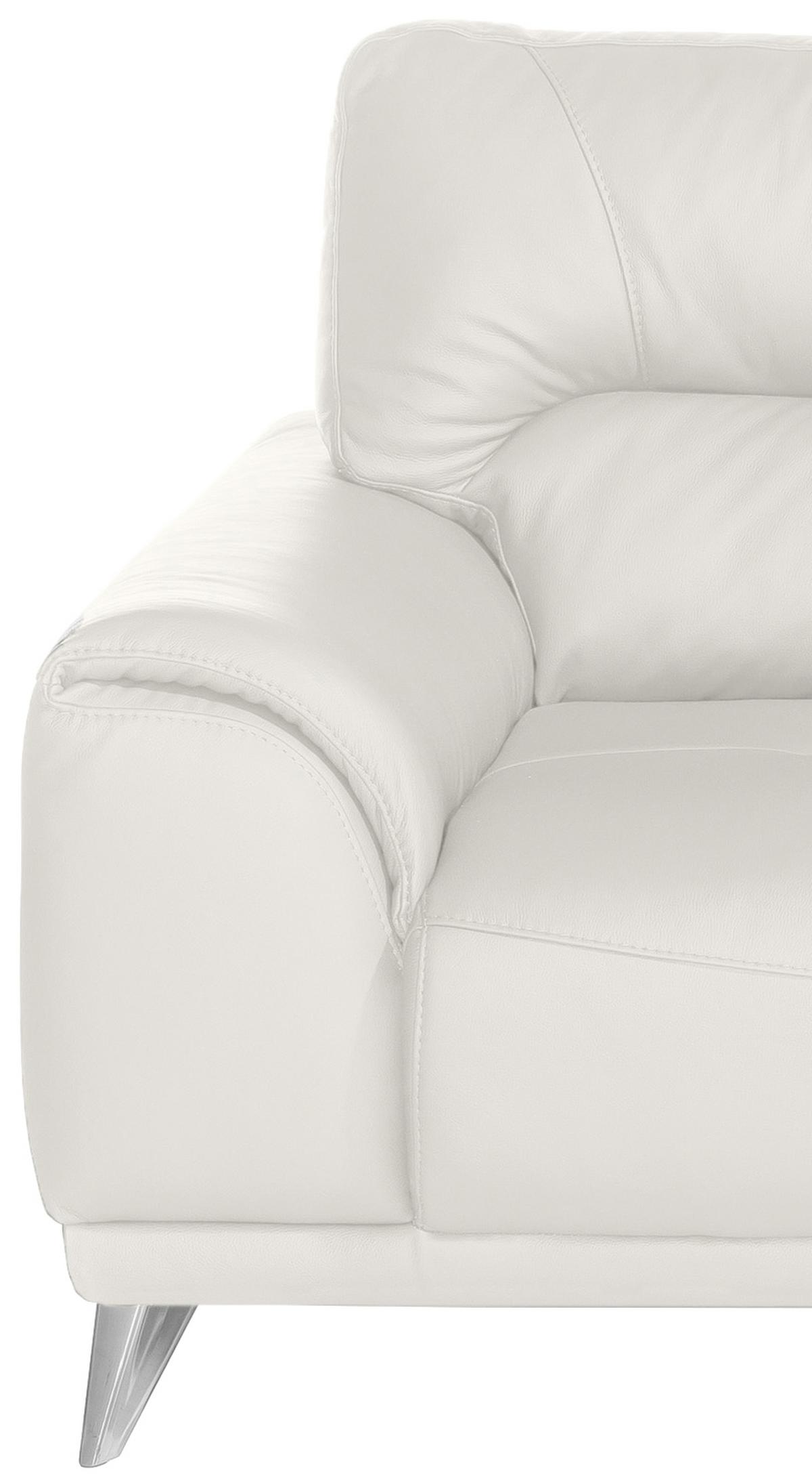 Dreisitzer-Sofa "Frisco" , weiß - Chromfarben/Weiß, MODERN, Textil/Metall (210/92/96cm) - MID.YOU