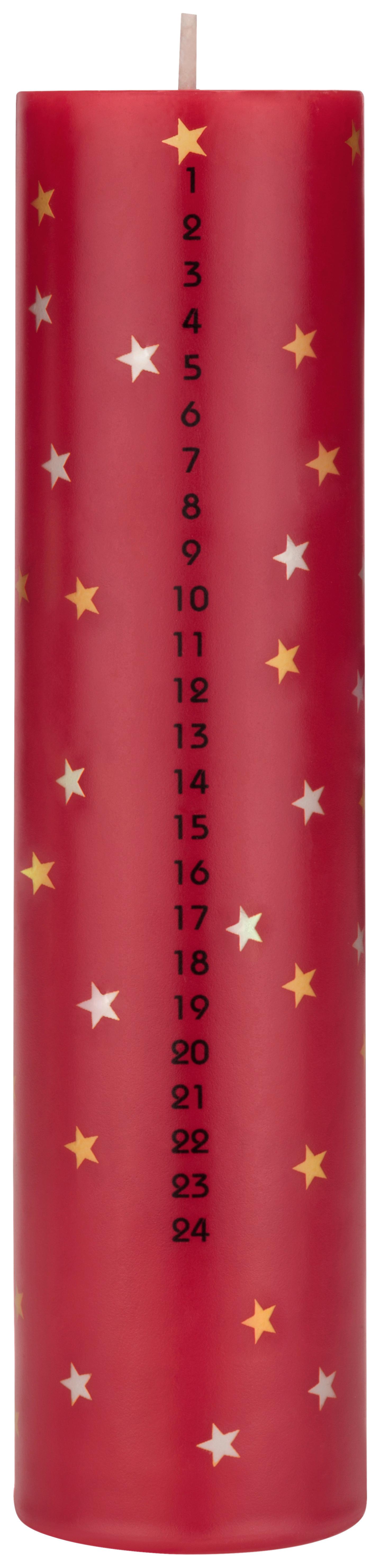 Stumpenkerze Numbers Rot - Rot, Konventionell (5/20cm) - Modern Living
