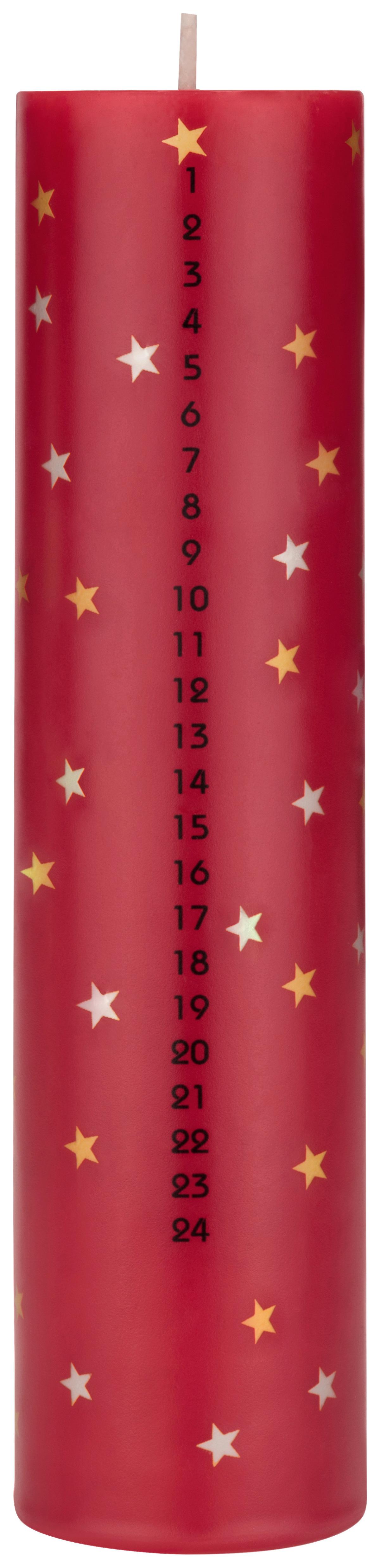 Stumpenkerze Numbers Rot - Rot, Konventionell (5/20cm) - Modern Living